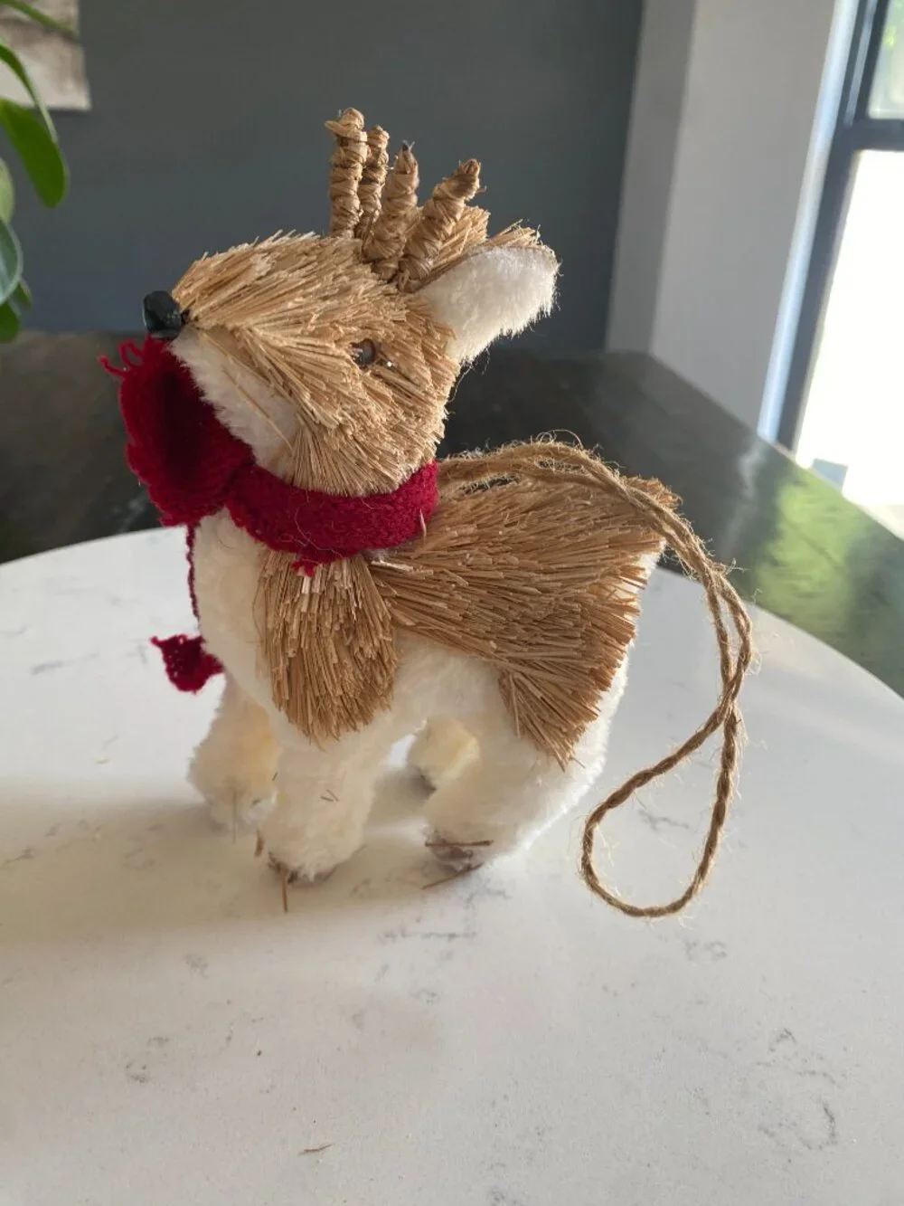 Rustic Woodland Christmas Ornaments Lot of 4 Owl Reindeer Sisal Feather Décor